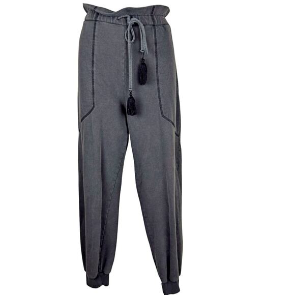 7 for all Mankind Women's MED High Paper Bag Waist Tasseled Distressed Jogger - Picture 1 of 10